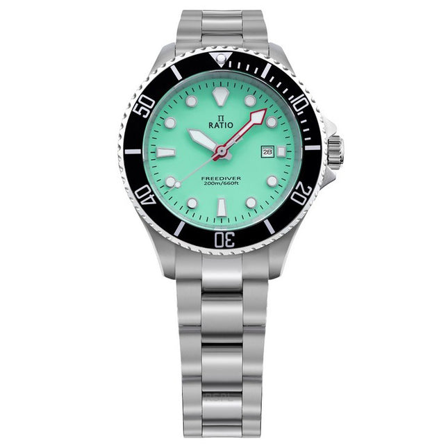 Ratio FreeDiver Sapphire Stainless Steel Green Dial Quartz RTFL805 200M Women's Watch