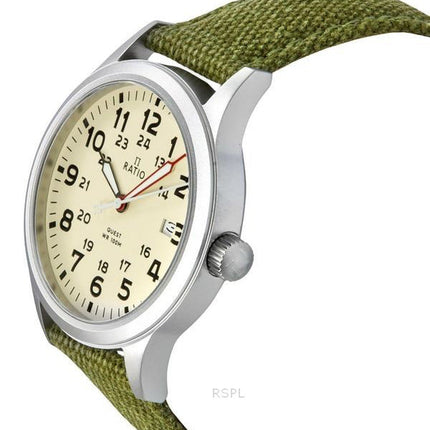 Refurbished Ratio Quest Men's Field Watch Sapphire Canvas Strap Quartz RTQ019 100M Lewis And Clark Edition