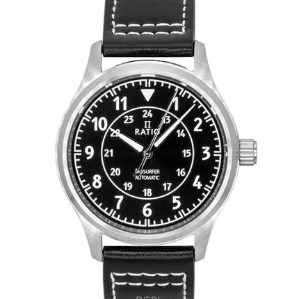 Ratio Skysurfer Pilot BRTS314lack Sunray Dial Leather Automatic RTS314 200M Men's Watch