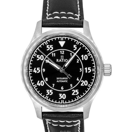 Ratio Skysurfer Pilot Black Sunray Dial Leather Automatic RTS321 200M Men's Watch