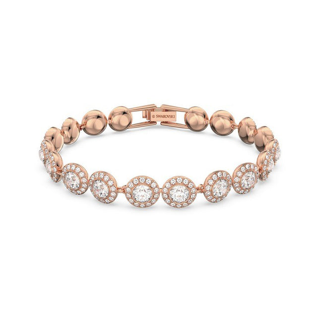 Swarovski Una Angelic Clear Crystals And Rose Gold Tone Plated Tennis Bracelet 5240513 For Women