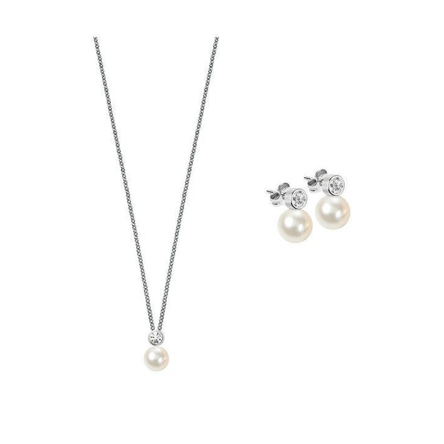 Morellato Perla Essenziale 925% Silver Necklace With Earrings SANH09 For Women