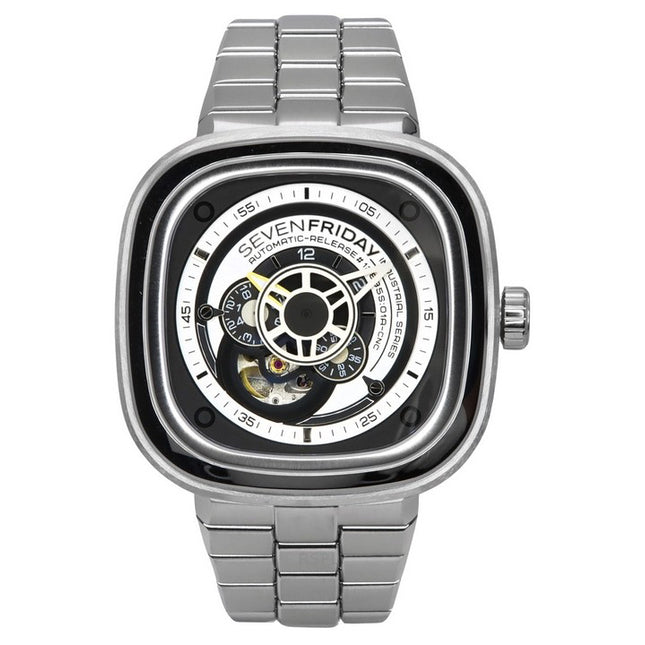 Sevenfriday P-Series NFC Black And White Open Heart Dial Automatic P1B/01M SF-P1B-01M Men's Watch