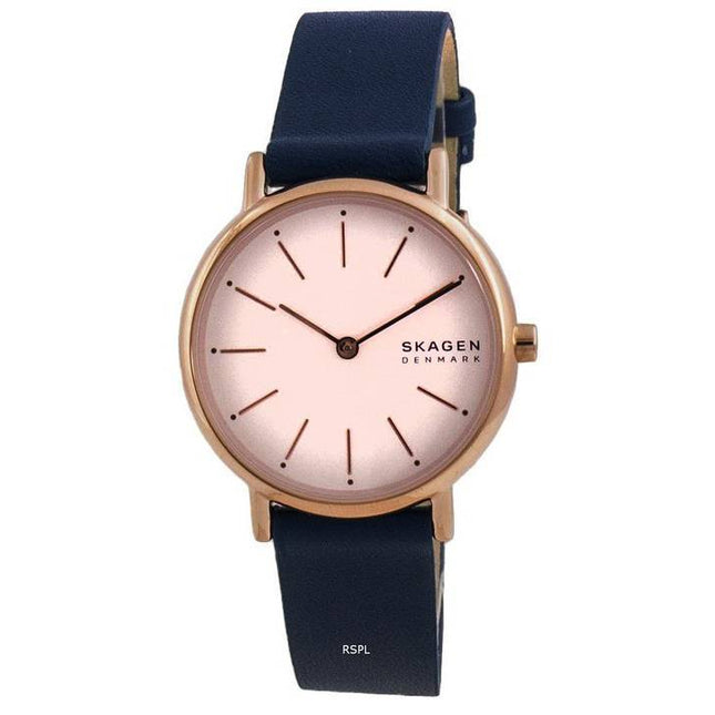 Skagen Signatur White Dial Blue Leather Strap Quartz SKW2838 Women's Watch