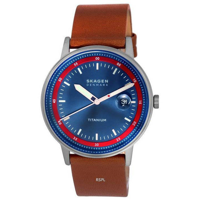 Skagen Henriksen Leather Blue Dial Quartz SKW6755 Mens Watch