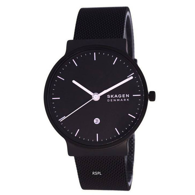 Skagen Ancher Stainless Steel Mesh Black Dial Quartz SKW6778 Mens Watch