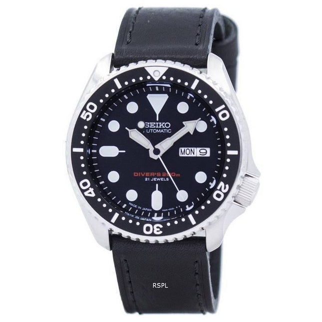 Seiko Automatic Diver's Ratio Black Leather SKX007J1-LS8 200M Men's Watch