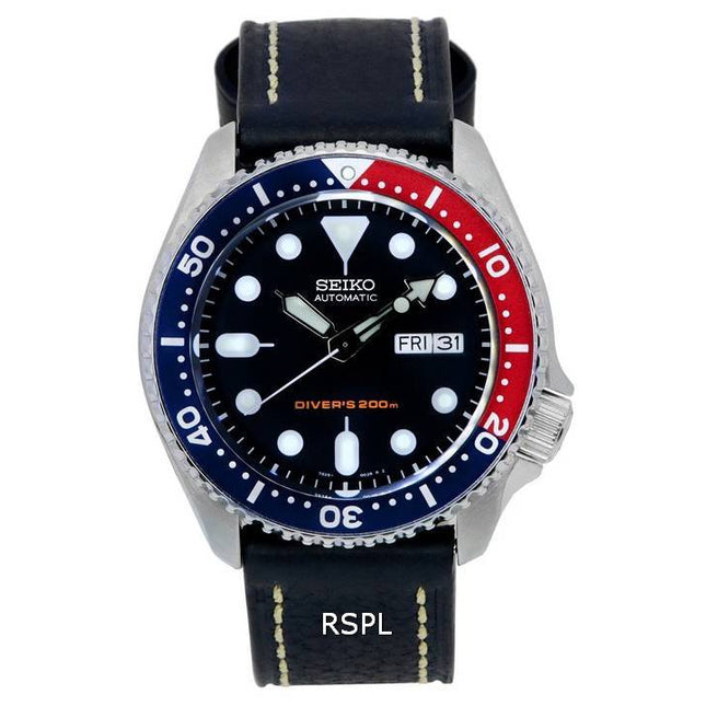 Seiko Automatic Diver's Ratio Black Leather SKX009K1-LS2 200M Men's Watch
