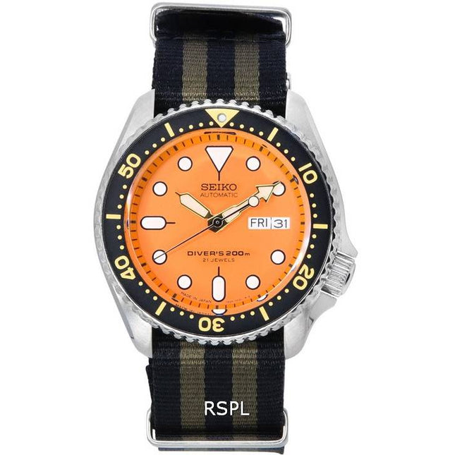 Seiko Orange Dial Automatic Diver's SKX011J1-var-NATO21 200M Men's Watch