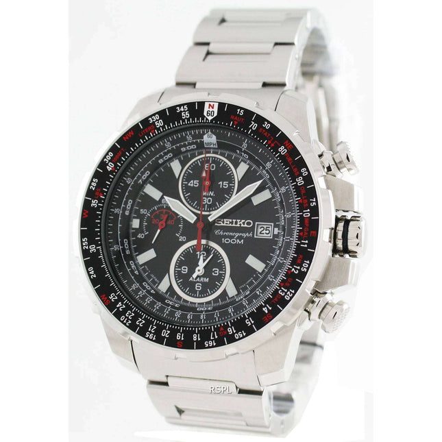 Seiko Alarm Chronograph Flight Master SNAD05P1 SNAD05P SNAD05 Mens Pilot Watch