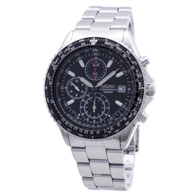 Seiko Chronograph Sliding Rule Pilots Flightmaster Mens Watch SND253P1