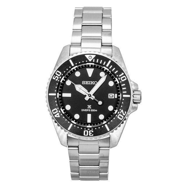 Seiko Prospex Stainless Steel Black Dial Solar Diver's SNE597P1 200M Men's Watch