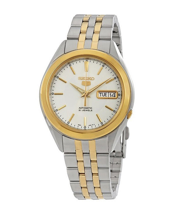 Seiko Two Tone Stainless Steel White Dial 21 Jewels Automatic SNKL24