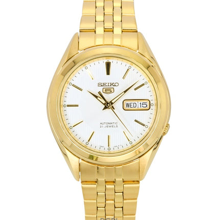 Seiko 5 Gold Tone Stainless Steel White Dial 21 Jewels Automatic SNKL26K1 Men's Watch