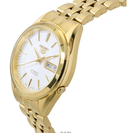 Seiko 5 Gold Tone Stainless Steel White Dial 21 Jewels Automatic SNKL26K1 Men's Watch