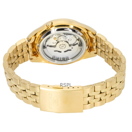 Seiko 5 Gold Tone Stainless Steel White Dial 21 Jewels Automatic SNKL26K1 Men's Watch