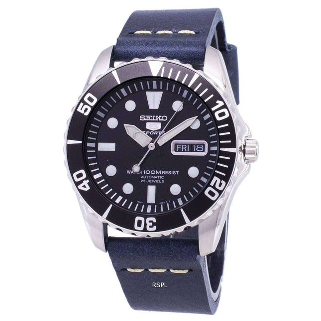Refurbished Seiko 5 Sports SNZF17K1-var-LS15 Automatic Dark Blue Leather Strap Men's Watch