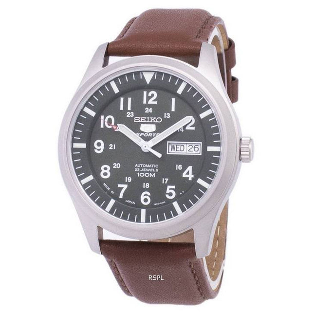 Seiko 5 Sports Automatic Japan Made Ratio Brown Leather SNZG09J1-LS12 Men's Watch