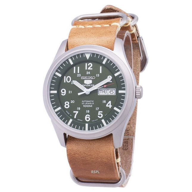 Seiko 5 Sports SNZG09J1-LS18 Japan Made Brown Leather Strap Men's Watch