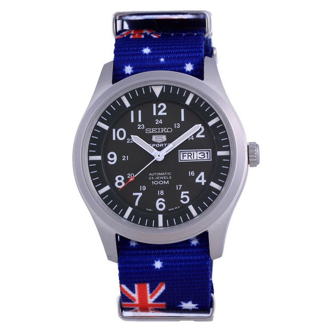 Seiko 5 Sports Military Automatic Polyester SNZG09K1-var-NATO30 100M Men's Watch