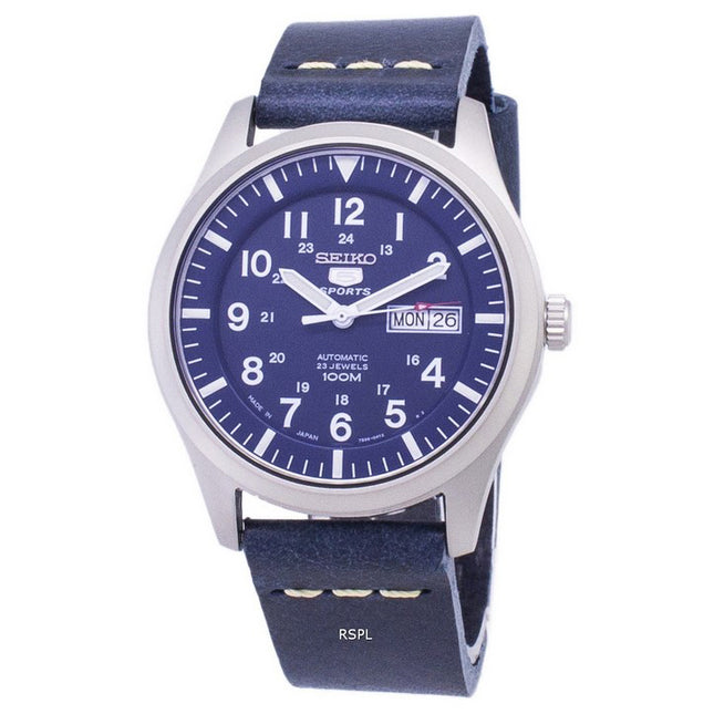 Seiko 5 Sports SNZG11J1-LS15 Automatic Dark Blue Leather Strap Men's Watch