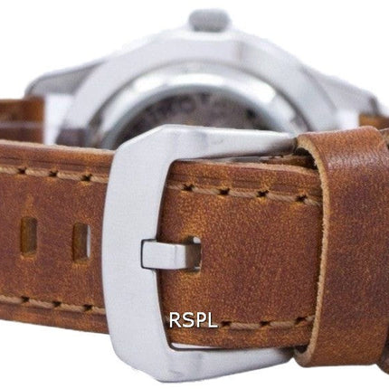 Refurbished Seiko 5 Sports Automatic Japan Made Brown Leather SNZG15J1-var-LS9 100M Men's Watch