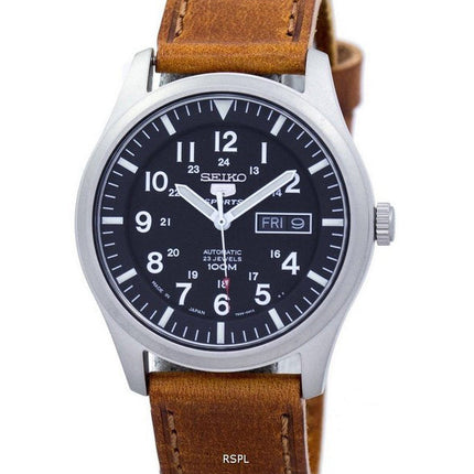 Refurbished Seiko 5 Sports Automatic Japan Made Brown Leather SNZG15J1-var-LS9 100M Men's Watch