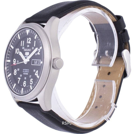 Refurbished Seiko 5 Sports Automatic Black Leather SNZG15K1-var-LS10 100M Men's Watch