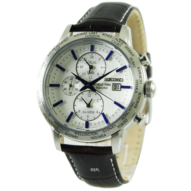 Seiko Quartz Alarm World Time SPL051 SPL051P1 SPL051P Men's Watch