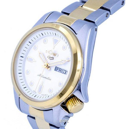 Refurbished Seiko 5 Sports Two Tone Stainless Steel White Dial Automatic SRE004 SRE004K1 SRE004K 100M Women's Watch