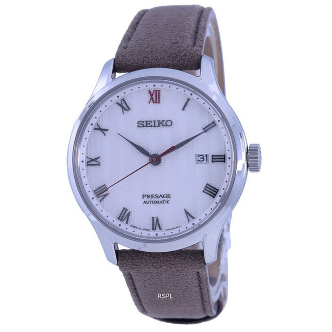 Seiko Presage Zen Garden White Dial Leather Strap Automatic SRPG25 SRPG25J1 SRPG25J Men's Watch