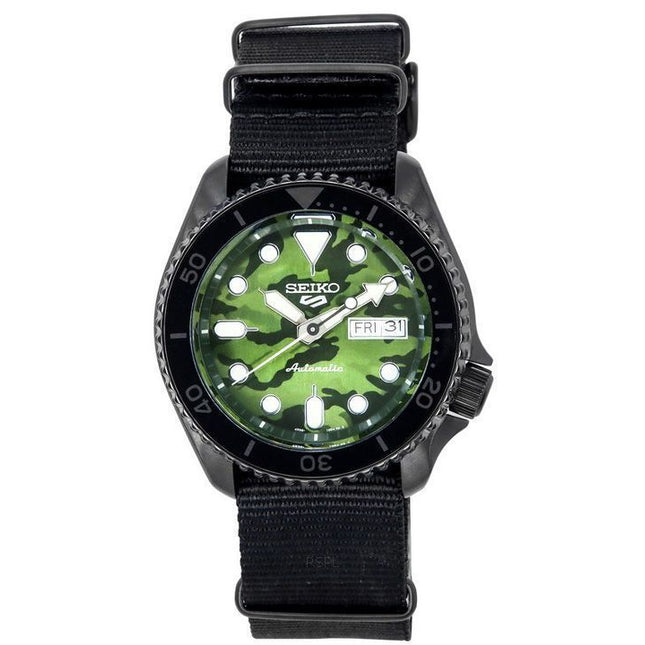 Seiko 5 Sports SKX Street Style Nylon Strap Camouflage Dial Automatic  SRPJ37K1 100M Men's Watch