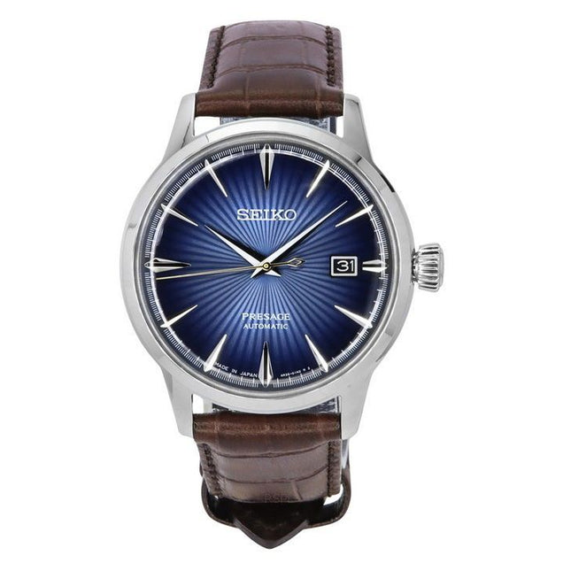 Seiko Presage Cocktail Time Calf Leather Strap Blue Dial Automatic SRPK15J1 Men's Watch