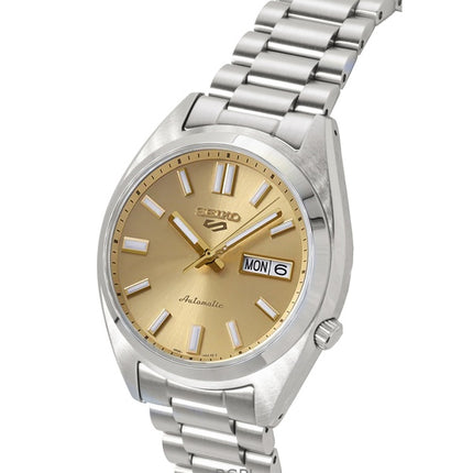 Seiko 5 Sports SNXS Stainless Steel Gold Dial Automatic SRPL59K1 100M Men's Watch