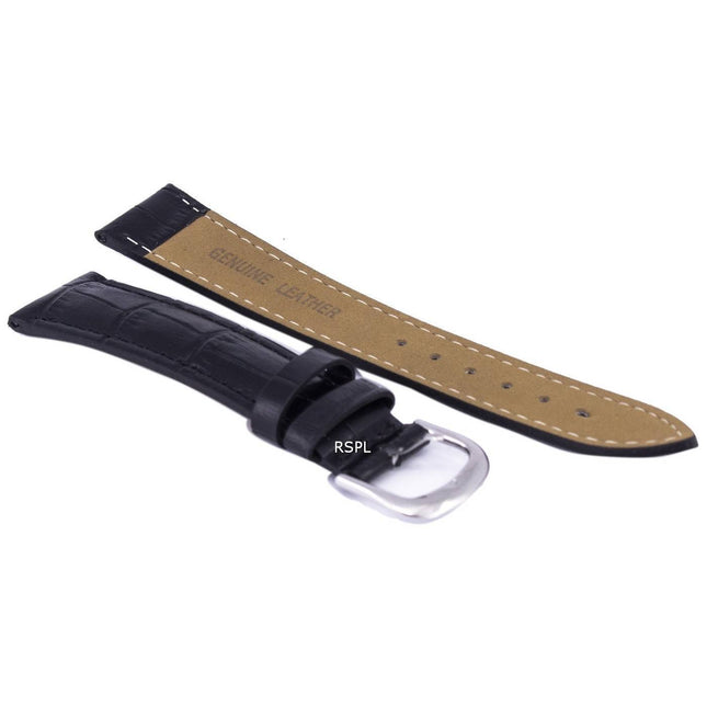 Black Ratio Brand Leather Watch Strap 18mm