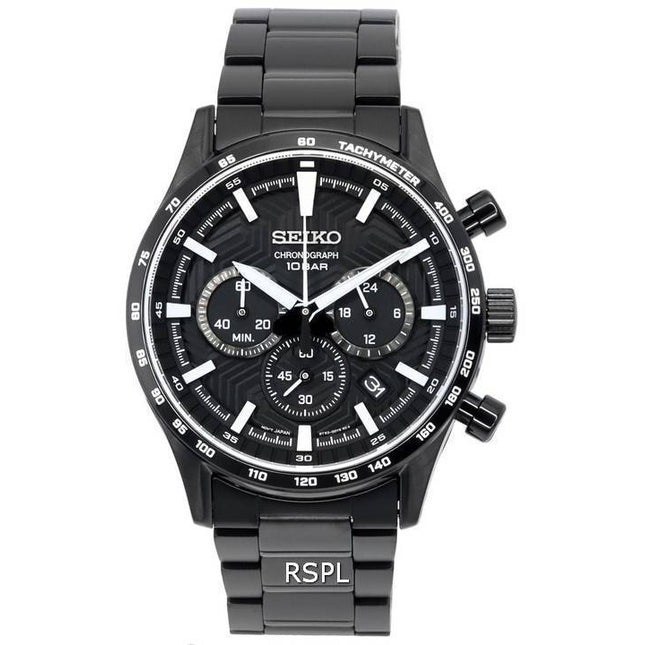 Seiko Urban Sports Chronograph Black Dial Quartz SSB415 SSB415P1 SSB415P 100M Men's Watch