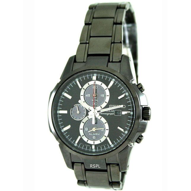 Seiko Solar Chronograph Alarm Black Dial SSC095P1 SSC095 SSC095P Mens Watch