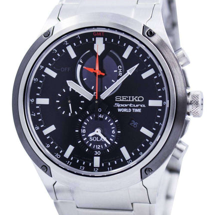Seiko Sportura Solar World Time Chronograph SSC479 SSC479P1 SSC479P Mens Watch