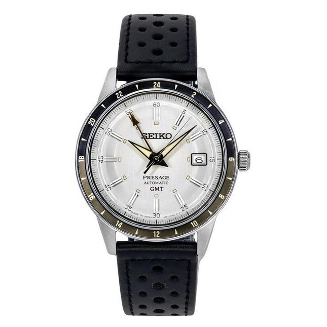 Seiko Presage Style60s GMT Calf Leather Strap Grey Dial Automatic SSK011J1 Men's Watch