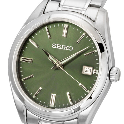 Seiko Stainless Steel Green Dial Quartz SUR527P1 100M Men's Watch