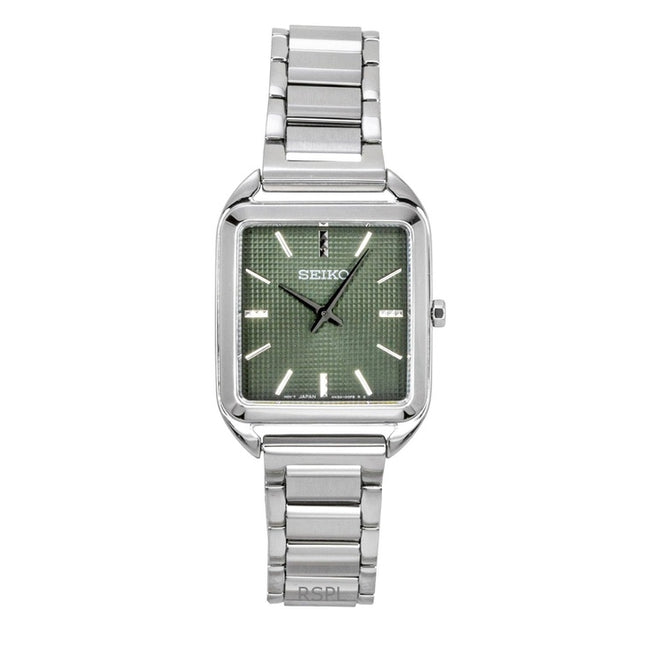 Seiko Essentials Stainless Steel Green Dial Quartz SWR075P1 Women's Watch