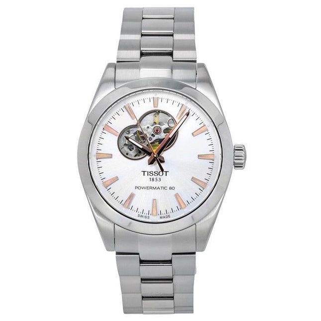 Tissot T-Classic Gentleman Powermatic 80 Silver Open Heart Dial Automatic T127.407.11.031.01 100M Mens Watch