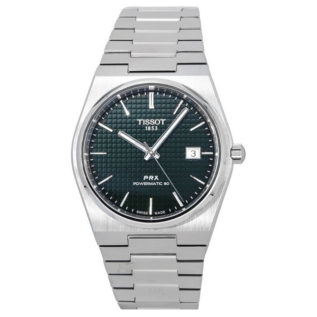 Tissot T-Classic PRX Powermatic 80 Stainless Steel Green Dial Automatic T137.407.11.091.00 100M Mens Watch