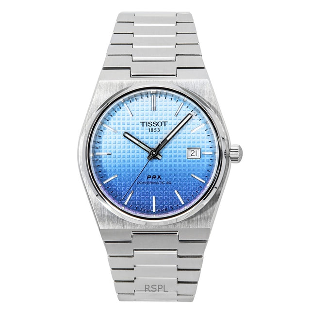 Tissot PRX Powermatic 80 Gradient Stainless Steel Ice Blue Chameleon Dial Automatic T137.407.11.351.01 100M Men's Watch