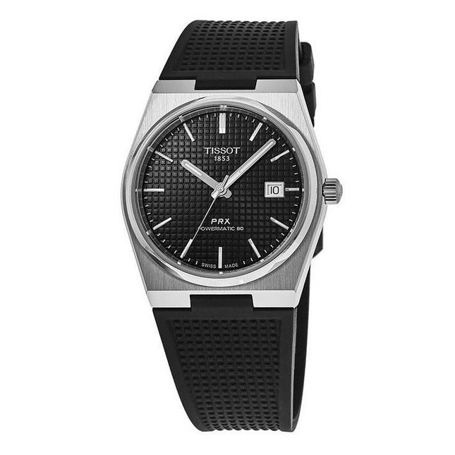 Tissot T-Classic PRX Powermatic 80 Rubber Strap Black Dial Automatic T137.407.17.051.00 100M Men's Watch