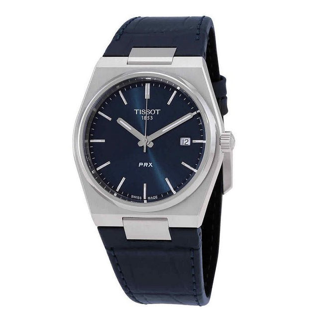 Tissot T-Classic PRX Leather Strap Blue Dial Quartz T137.410.16.041.00 100M Men's Watch