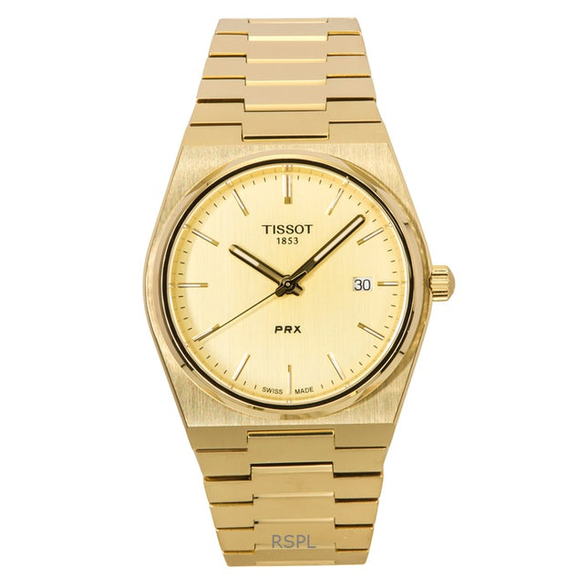 Tissot PRX Gold Tone Stainless Steel Champagne Dial Quartz T137.410.33.021.00 100M Men's Watch