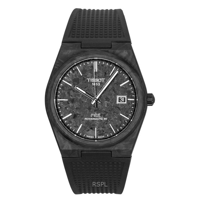 Tissot PRX Carbon Synthetic Strap Black Dial Automatic T137.907.97.201.00 100M Men's Watch
