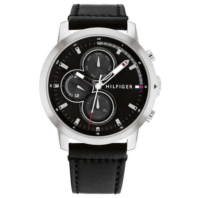 Tommy Hilfiger Jameson Leather Strap Multifunction Black Dial Quartz 1792052 Men's Watch
