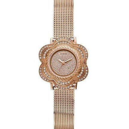 Guess Rose Gold Tone Floral Mesh U0139L3 Women's Watch